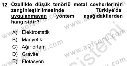 Maden, Metal ve İnşaat Sektörlerinde İş Sağlığı ve Güvenliği Dersi 2021 - 2022 Yılı (Vize) Ara Sınav Soruları 12. Soru