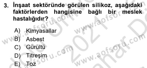 Maden, Metal ve İnşaat Sektörlerinde İş Sağlığı ve Güvenliği Dersi 2021 - 2022 Yılı (Vize) Ara Sınav Soruları 3. Soru