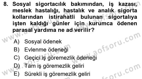 Maden, Metal ve İnşaat Sektörlerinde İş Sağlığı ve Güvenliği Dersi 2021 - 2022 Yılı (Vize) Ara Sınav Soruları 8. Soru