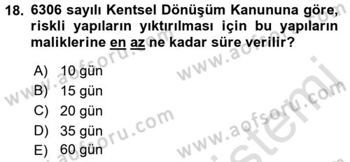 Maden, Metal ve İnşaat Sektörlerinde İş Sağlığı ve Güvenliği Dersi 2021 - 2022 Yılı (Final) Dönem Sonu Sınav Soruları 18. Soru
