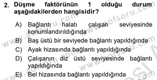 Maden, Metal ve İnşaat Sektörlerinde İş Sağlığı ve Güvenliği Dersi 2021 - 2022 Yılı (Final) Dönem Sonu Sınav Soruları 2. Soru