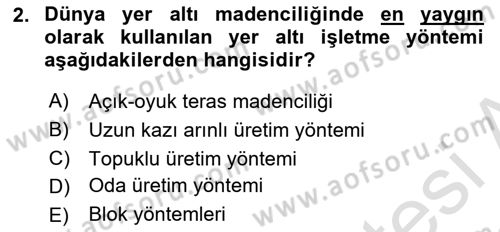 Maden, Metal ve İnşaat Sektörlerinde İş Sağlığı ve Güvenliği Dersi 2021 - 2022 Yılı Yaz Okulu Sınav Soruları 2. Soru