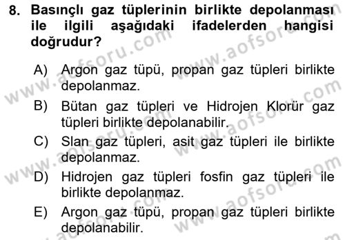 Maden, Metal ve İnşaat Sektörlerinde İş Sağlığı ve Güvenliği Dersi 2021 - 2022 Yılı Yaz Okulu Sınav Soruları 8. Soru