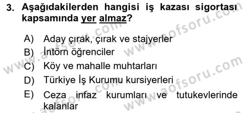 Maden, Metal ve İnşaat Sektörlerinde İş Sağlığı ve Güvenliği Dersi 2022 - 2023 Yılı Yaz Okulu Sınav Soruları 3. Soru