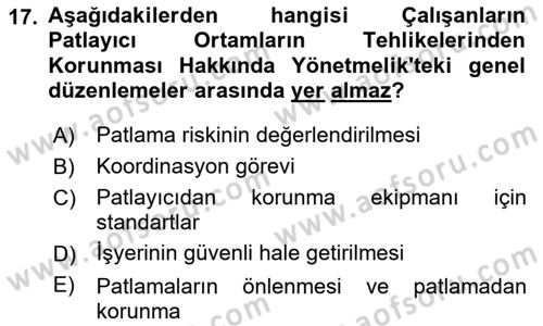 Maden, Metal ve İnşaat Sektörlerinde İş Sağlığı ve Güvenliği Dersi 2023 - 2024 Yılı Yaz Okulu Sınav Soruları 17. Soru