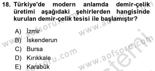 Maden, Metal ve İnşaat Sektörlerinde İş Sağlığı ve Güvenliği Dersi 2023 - 2024 Yılı Yaz Okulu Sınav Soruları 18. Soru