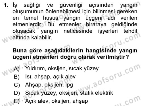 Maden, Metal ve İnşaat Sektörlerinde İş Sağlığı ve Güvenliği Dersi 2024 - 2025 Yılı (Vize) Ara Sınav Soruları 1. Soru