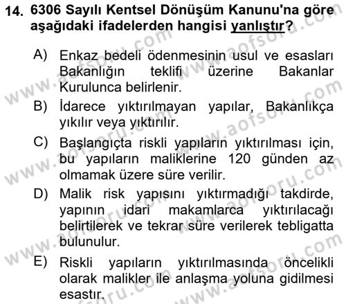 Maden, Metal ve İnşaat Sektörlerinde İş Sağlığı ve Güvenliği Dersi 2024 - 2025 Yılı (Final) Dönem Sonu Sınav Soruları 14. Soru