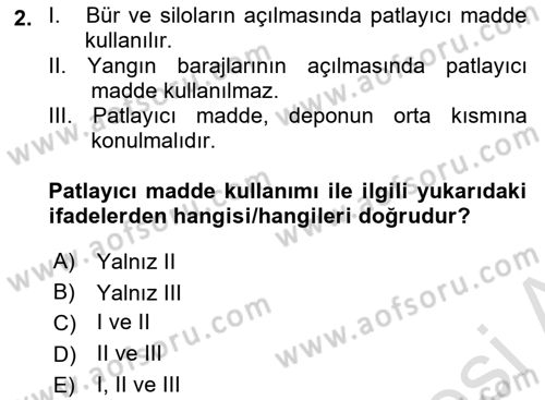 Maden, Metal ve İnşaat Sektörlerinde İş Sağlığı ve Güvenliği Dersi 2024 - 2025 Yılı (Final) Dönem Sonu Sınav Soruları 2. Soru