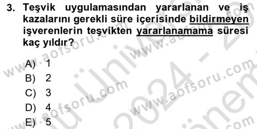 Maden, Metal ve İnşaat Sektörlerinde İş Sağlığı ve Güvenliği Dersi 2024 - 2025 Yılı (Final) Dönem Sonu Sınav Soruları 3. Soru