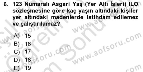 Maden, Metal ve İnşaat Sektörlerinde İş Sağlığı ve Güvenliği Dersi 2024 - 2025 Yılı (Final) Dönem Sonu Sınav Soruları 6. Soru