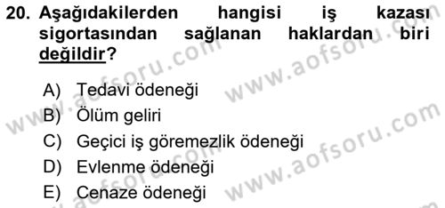 Maden, Metal ve İnşaat Sektörlerinde İş Sağlığı ve Güvenliği Dersi 2024 - 2025 Yılı Yaz Okulu Sınav Soruları 20. Soru