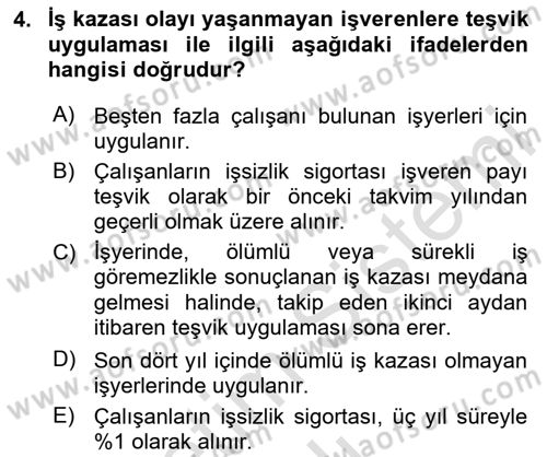 Maden, Metal ve İnşaat Sektörlerinde İş Sağlığı ve Güvenliği Dersi 2024 - 2025 Yılı Yaz Okulu Sınav Soruları 4. Soru