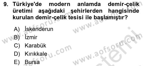 Maden, Metal ve İnşaat Sektörlerinde İş Sağlığı ve Güvenliği Dersi 2024 - 2025 Yılı Yaz Okulu Sınav Soruları 9. Soru
