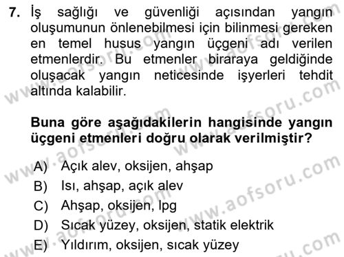 Maden, Metal ve İnşaat Sektörlerinde İş Sağlığı ve Güvenliği Dersi 2025 - 2026 Yılı (Vize) Ara Sınav Soruları 7. Soru