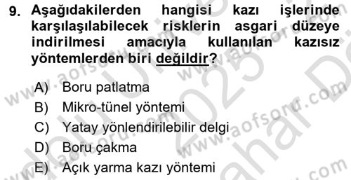 Maden, Metal ve İnşaat Sektörlerinde İş Sağlığı ve Güvenliği Dersi 2025 - 2026 Yılı (Vize) Ara Sınav Soruları 9. Soru