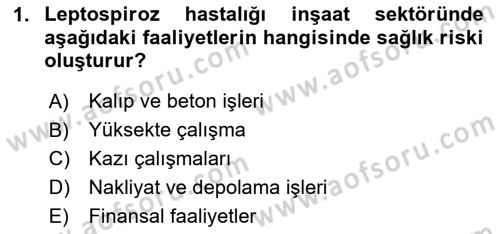 Maden, Metal ve İnşaat Sektörlerinde İş Sağlığı ve Güvenliği Dersi 2025 - 2026 Yılı (Final) Dönem Sonu Sınav Soruları 1. Soru