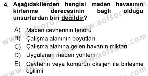 Maden, Metal ve İnşaat Sektörlerinde İş Sağlığı ve Güvenliği Dersi 2025 - 2026 Yılı (Final) Dönem Sonu Sınav Soruları 4. Soru