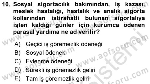Maden, Metal ve İnşaat Sektörlerinde İş Sağlığı ve Güvenliği Dersi 2025 - 2026 Yılı Yaz Okulu Sınav Soruları 10. Soru