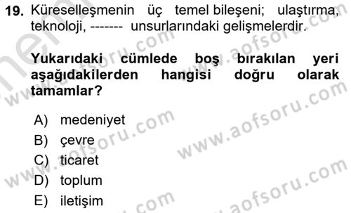 Tehlikeli Madde Taşımacılığı ve Güvenliği Dersi 2021 - 2022 Yılı (Vize) Ara Sınav Soruları 19. Soru
