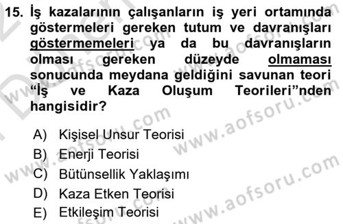 Tehlikeli Madde Taşımacılığı ve Güvenliği Dersi 2021 - 2022 Yılı (Final) Dönem Sonu Sınav Soruları 15. Soru
