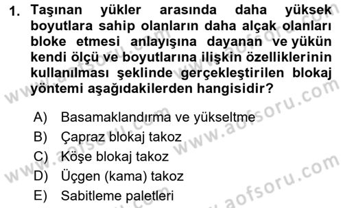 Tehlikeli Madde Taşımacılığı ve Güvenliği Dersi 2021 - 2022 Yılı Yaz Okulu Sınav Soruları 1. Soru