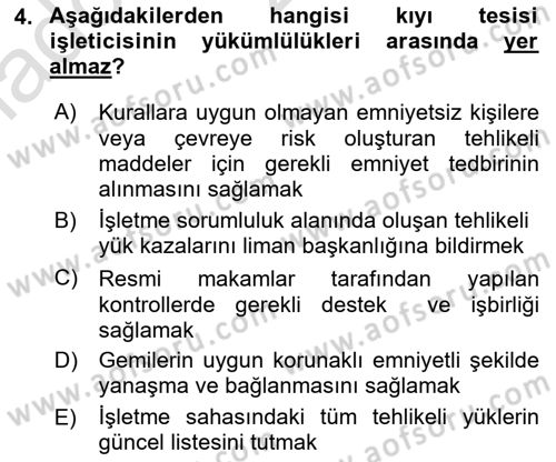 Tehlikeli Madde Taşımacılığı ve Güvenliği Dersi 2021 - 2022 Yılı Yaz Okulu Sınav Soruları 4. Soru