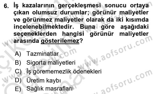 Tehlikeli Madde Taşımacılığı ve Güvenliği Dersi 2021 - 2022 Yılı Yaz Okulu Sınav Soruları 6. Soru