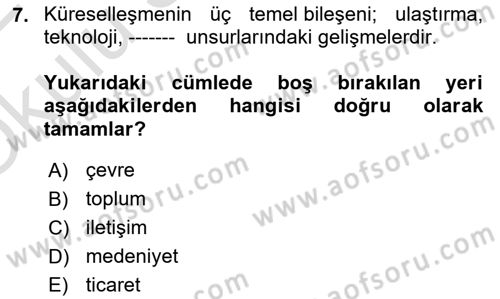 Tehlikeli Madde Taşımacılığı ve Güvenliği Dersi 2021 - 2022 Yılı Yaz Okulu Sınav Soruları 7. Soru