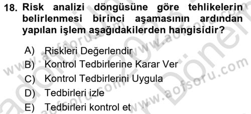 Tehlikeli Madde Taşımacılığı ve Güvenliği Dersi 2022 - 2023 Yılı (Final) Dönem Sonu Sınav Soruları 18. Soru
