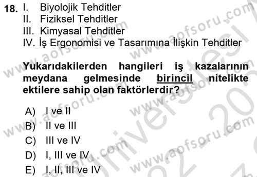 Tehlikeli Madde Taşımacılığı ve Güvenliği Dersi 2022 - 2023 Yılı Yaz Okulu Sınav Soruları 18. Soru