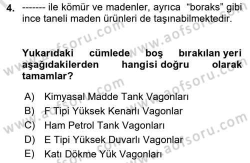 Tehlikeli Madde Taşımacılığı ve Güvenliği Dersi 2022 - 2023 Yılı Yaz Okulu Sınav Soruları 4. Soru