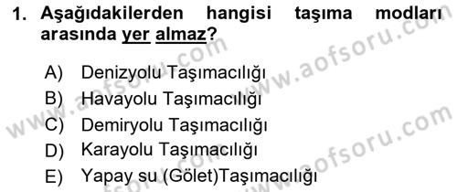 Tehlikeli Madde Taşımacılığı ve Güvenliği Dersi 2023 - 2024 Yılı (Vize) Ara Sınav Soruları 1. Soru