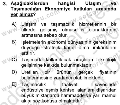 Tehlikeli Madde Taşımacılığı ve Güvenliği Dersi 2023 - 2024 Yılı (Vize) Ara Sınav Soruları 3. Soru