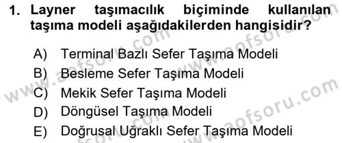 Tehlikeli Madde Taşımacılığı ve Güvenliği Dersi 2023 - 2024 Yılı (Final) Dönem Sonu Sınav Soruları 1. Soru