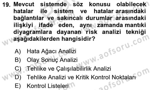 Tehlikeli Madde Taşımacılığı ve Güvenliği Dersi 2023 - 2024 Yılı (Final) Dönem Sonu Sınav Soruları 19. Soru