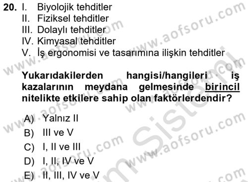 Tehlikeli Madde Taşımacılığı ve Güvenliği Dersi 2023 - 2024 Yılı (Final) Dönem Sonu Sınav Soruları 20. Soru