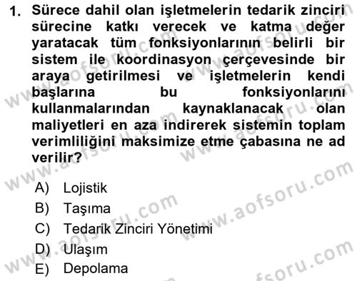 Tehlikeli Madde Taşımacılığı ve Güvenliği Dersi 2023 - 2024 Yılı Yaz Okulu Sınav Soruları 1. Soru