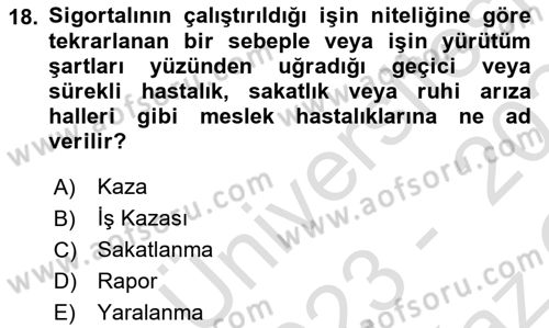 Tehlikeli Madde Taşımacılığı ve Güvenliği Dersi 2023 - 2024 Yılı Yaz Okulu Sınav Soruları 18. Soru