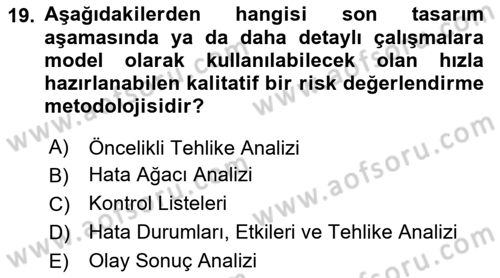 Tehlikeli Madde Taşımacılığı ve Güvenliği Dersi 2023 - 2024 Yılı Yaz Okulu Sınav Soruları 19. Soru