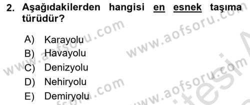 Tehlikeli Madde Taşımacılığı ve Güvenliği Dersi 2023 - 2024 Yılı Yaz Okulu Sınav Soruları 2. Soru