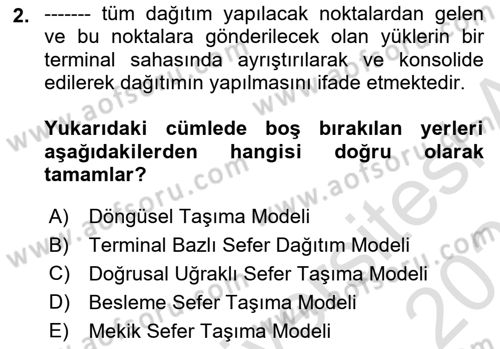 Tehlikeli Madde Taşımacılığı ve Güvenliği Dersi 2024 - 2025 Yılı (Vize) Ara Sınav Soruları 2. Soru