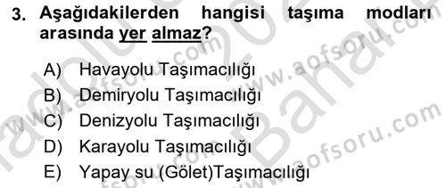 Tehlikeli Madde Taşımacılığı ve Güvenliği Dersi 2024 - 2025 Yılı (Vize) Ara Sınav Soruları 3. Soru
