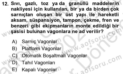 Tehlikeli Madde Taşımacılığı ve Güvenliği Dersi 2024 - 2025 Yılı (Final) Dönem Sonu Sınav Soruları 12. Soru