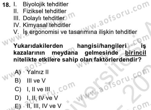 Tehlikeli Madde Taşımacılığı ve Güvenliği Dersi 2024 - 2025 Yılı (Final) Dönem Sonu Sınav Soruları 18. Soru