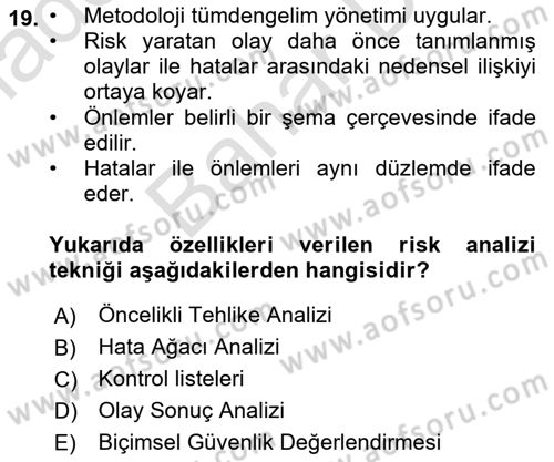 Tehlikeli Madde Taşımacılığı ve Güvenliği Dersi 2024 - 2025 Yılı (Final) Dönem Sonu Sınav Soruları 19. Soru