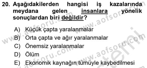 Tehlikeli Madde Taşımacılığı ve Güvenliği Dersi 2024 - 2025 Yılı (Final) Dönem Sonu Sınav Soruları 20. Soru