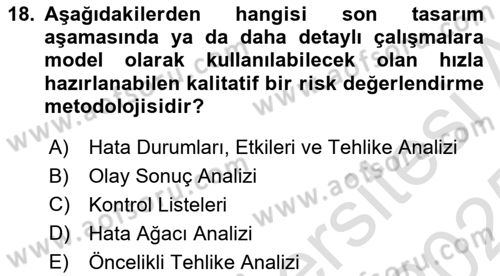 Tehlikeli Madde Taşımacılığı ve Güvenliği Dersi 2024 - 2025 Yılı Yaz Okulu Sınav Soruları 18. Soru