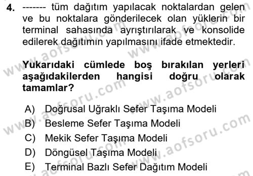 Tehlikeli Madde Taşımacılığı ve Güvenliği Dersi 2025 - 2026 Yılı (Vize) Ara Sınav Soruları 4. Soru