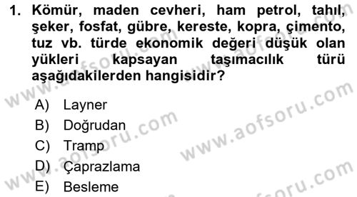 Tehlikeli Madde Taşımacılığı ve Güvenliği Dersi 2025 - 2026 Yılı (Final) Dönem Sonu Sınav Soruları 1. Soru